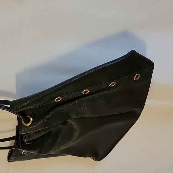 KOOBA Black Pebble Leather Ring Handle Purse Grommets Lined Excellent Condition - Picture 3 of 16